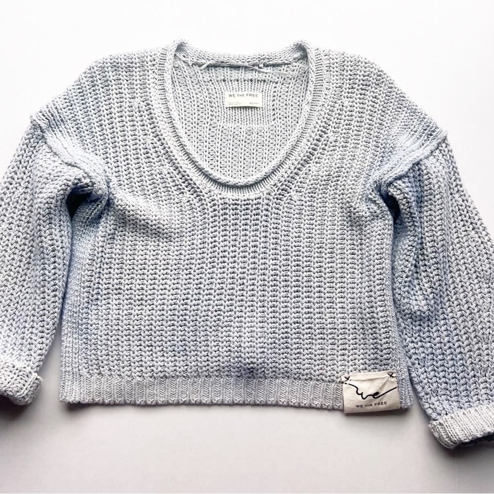 We the Free People Open Knit Crop Sweater NEW boxy oversized